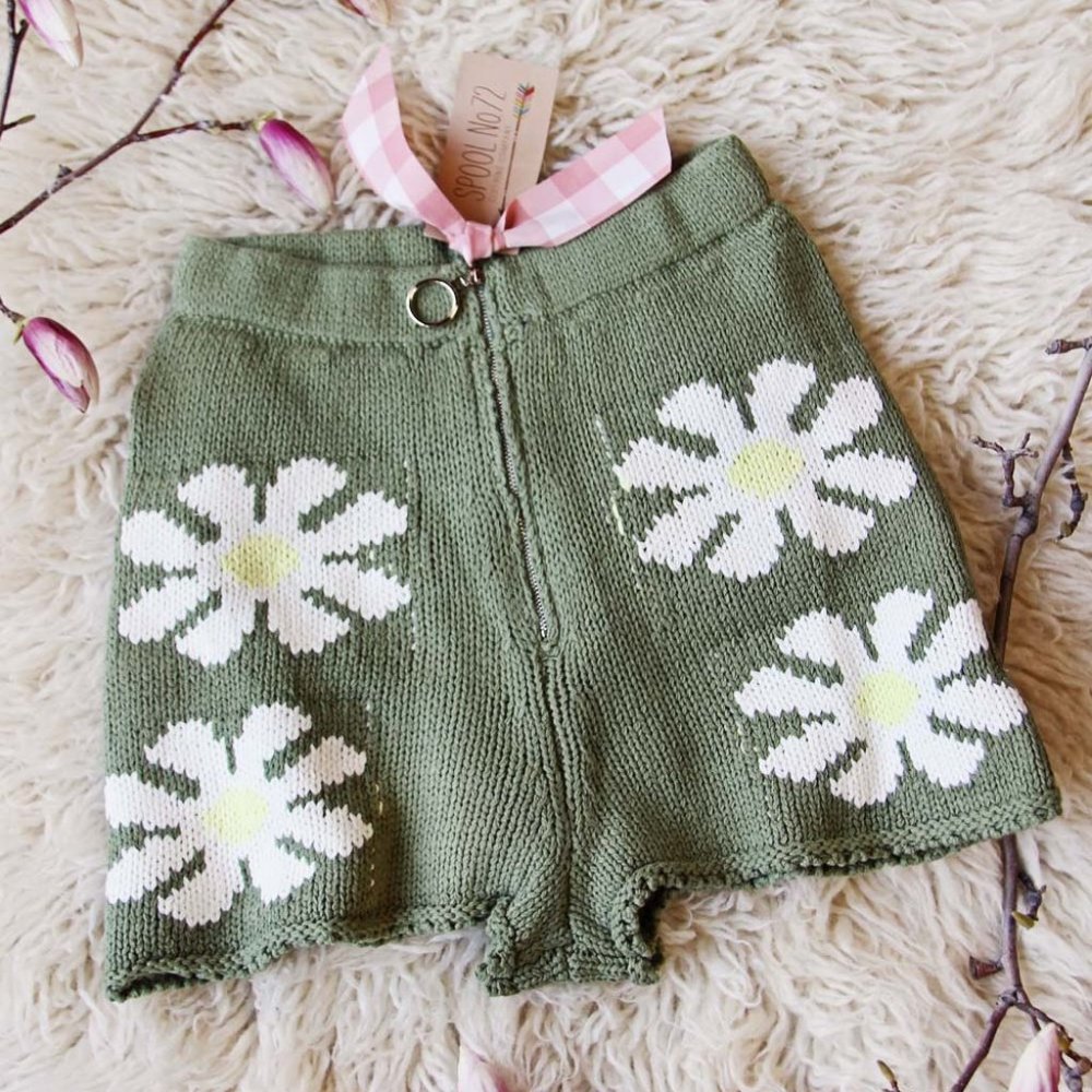 New Daisy Knit Cozy Lounge Boho Shorts